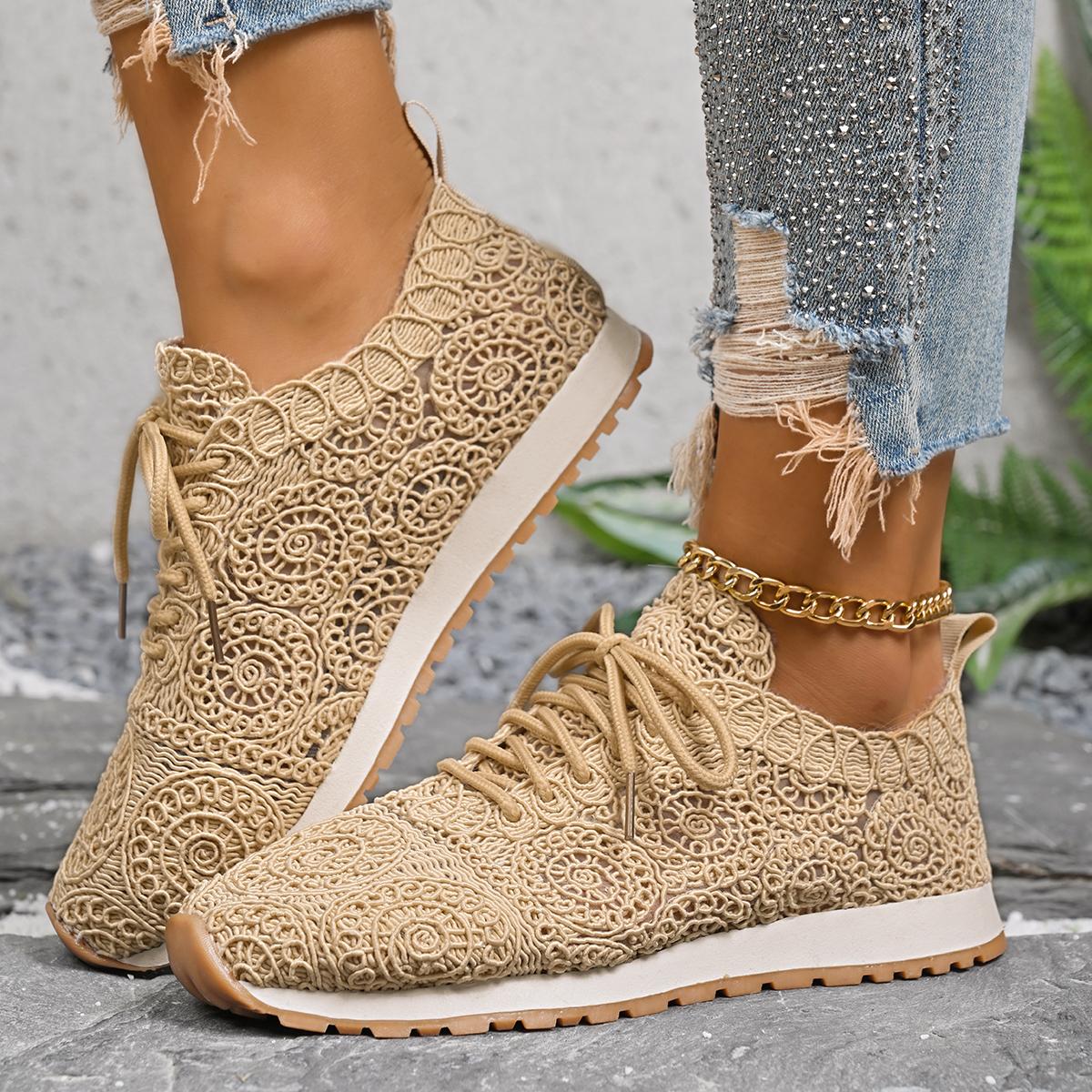 

Fashion New Sneakers For Women Breathable Fashion Trainers Plus Size Women Sneakers Mesh Fabric Lace Up Women Shoes Female Footwear 43 хаки