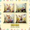Easter Spring Flower Rabbit Cushions Pillowcase Polyester Cushion Cover Throw Pillow Pillowcover Home Car Sofa Decor