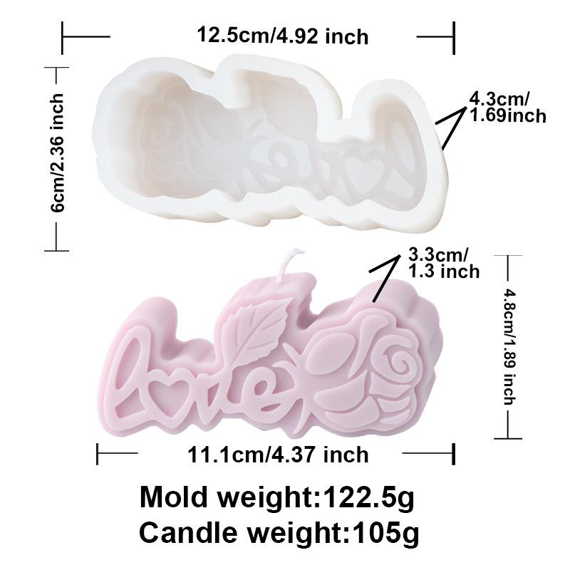 DIY Rose Heart Candle Molds 2D Love Slogan Aromath Soap Resin Mold Chocolate Cake Baking Tool Valentine's Day Decoration Gifts