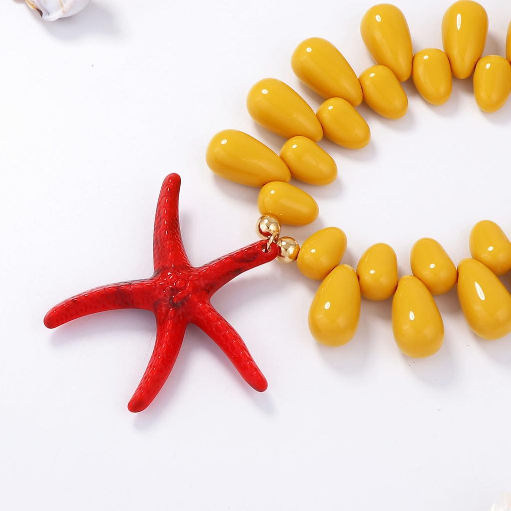 Ocean Leisure Vacation Style Colorful Exaggerated Starfish Pendant Necklace