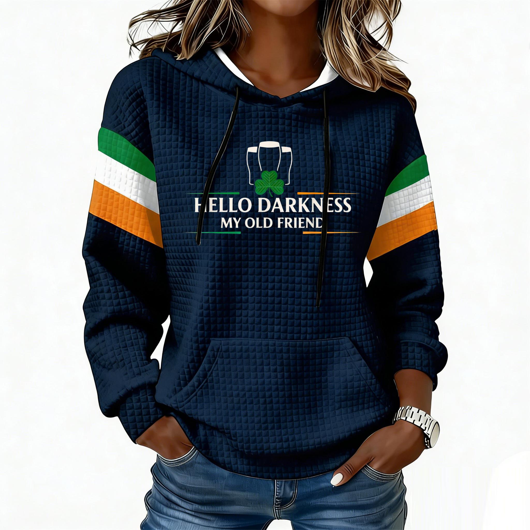 

Женская модная легкая толстовка с длинным рукавом, с карманами и принтом XXXL тёмно-синий