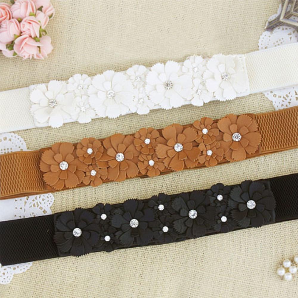 Women Belt Lady Fashion Flower Elastic Stretch Waist Belt Wide Elasticated Waistbands Girls Exquisite Stretchy Dress Accessories