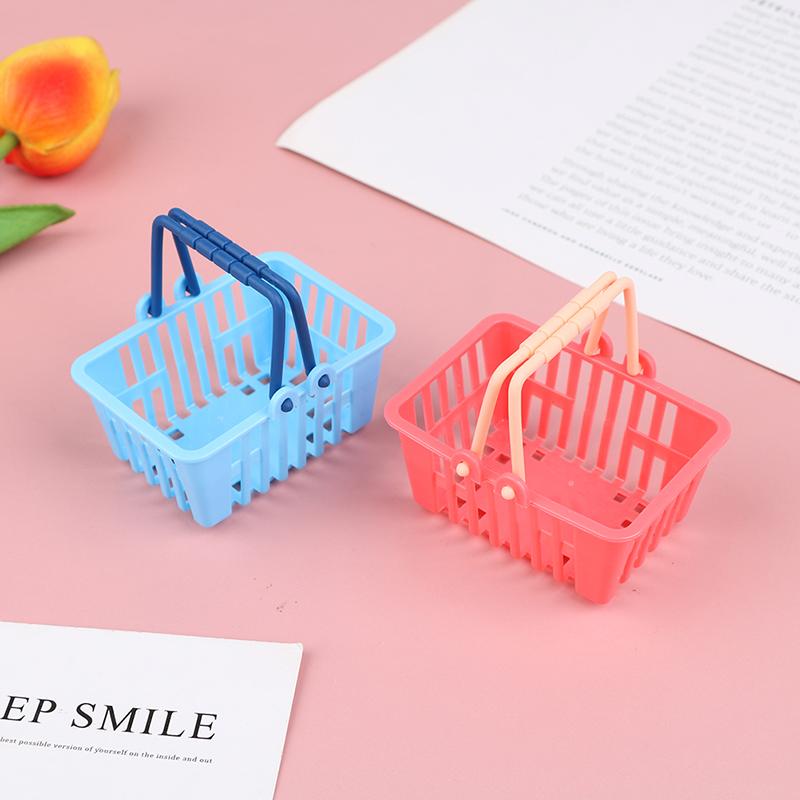 Shopping Basket Toys Kids Mini Supermarket Shopping Hand Basket Model Dollhouse