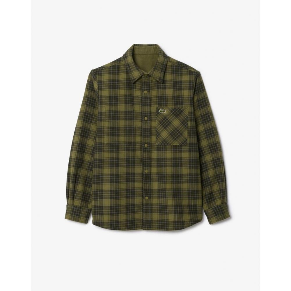 Lacoste Men S reverSible Double Face Flannel Shirt Ch4612 54n Ic3