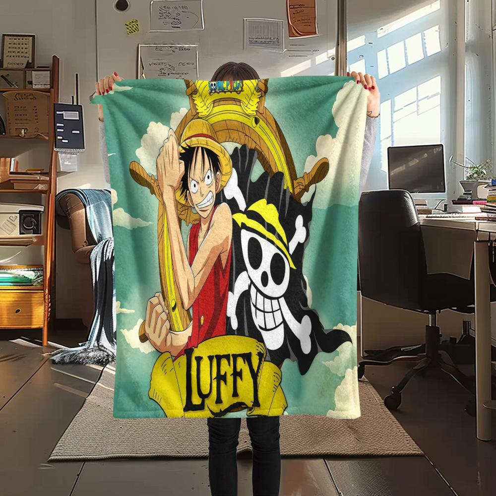 1pz Una Pezzo Monkey D Luffy Coperta in Flanella Fantasia Adatta a Tutte le Stagioni per Arredamento Casa Calore e Comfort Regali Regalo Festivo