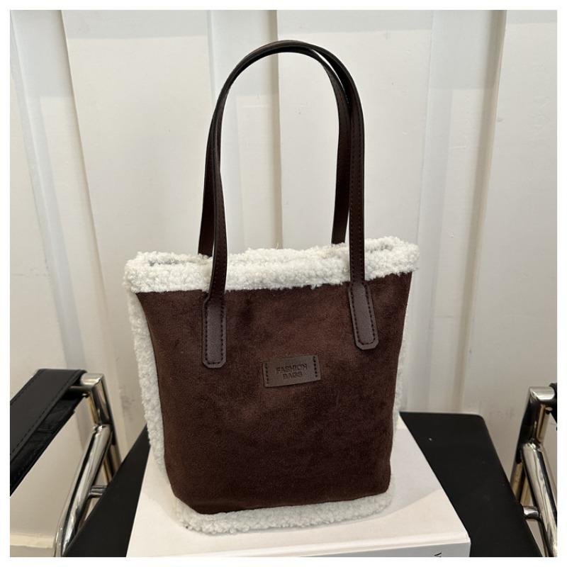 

Зимняя новая сумка-ведро из овечьей шерсти, ретро, легкая, повседневная, для通勤, женская сумка Pendant not included темно-коричневого