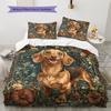 Happy Dachshund Pattern Bedding Home Decoration Birthday Gift (1 * duvet cover + 2 * pillowcase, without core)