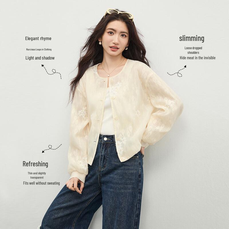 Shangdubila Women's Spring Round-Neck Button-Down Casual Jacket