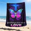 1pc Butterfly Cross Love Throw Blanket Polyester Fiber, Lightweight Flannel, Soft & Warm, All Season Use for Outdoor, Camping Digital Print
