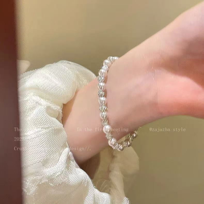 

Браслет из розового манта, бриллиантовый, жемчужный, с бисером, ретро, легкая роскошь, изысканная мода, ювелирные изделия с высоким чувством стиля, женский