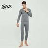 Winter Base Layer Long Sleeve Thermal Underwear Pcs/Set Men Set 2 V Neck Warm Thick