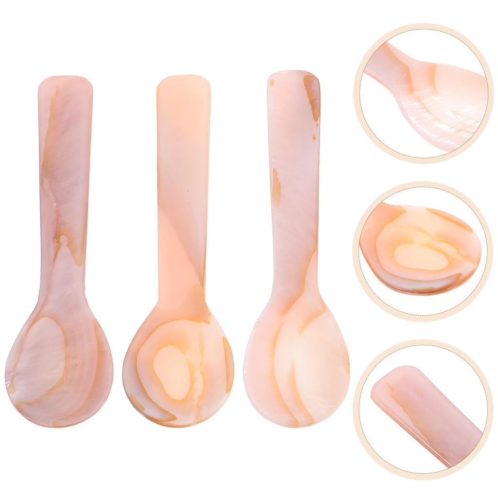 3 Pcs Pearl Mother Caviar Spoon Handmade Shell Dessert Spoons Small Soup Spoons Clear Food Spoons Household Kitchen Dining Tools