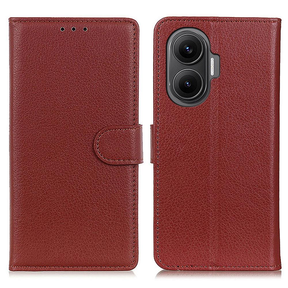 

For Xiaomi Redmi Turbo 4 Pro 5G/Poco F7 5G Wallet Case PU Leather Phone Cover Litchi Texture Brown