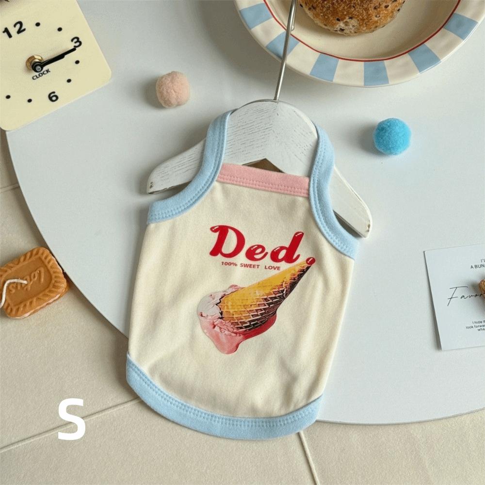 Cartoon Print Pet Ice Cream Camisole Vest Thin Breathable Comfortable Clothing Small Dog Dress Pet Tank Top Puppy Teddy