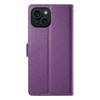 DF-012 For iPhone 15 Case Litchi Texture Leather Magnetic Clasp Wallet Stand Phone Cover