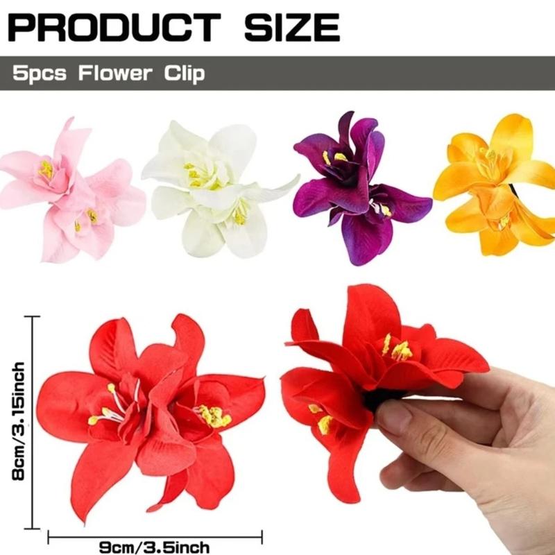 10pcs Fabric Hawaiian Double Flower Hair Clip Tropical Floral Barrettes Elegant Hairpin Beach Accessories For Women Girls
