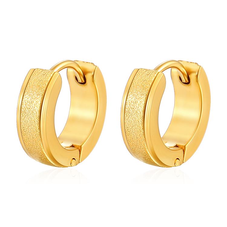 Trendige Ohrklemmen im Hip-Hop-Stil aus mattiertem Edelstahl: Vielseitige und stilvolle europäisch-amerikanische Cold Style Creolen