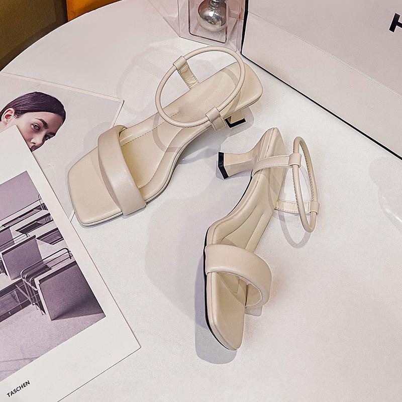 

Sandals women 2025 summer new women s shoes white Internet celebrity French high sense square head word with high heels stiletto 39