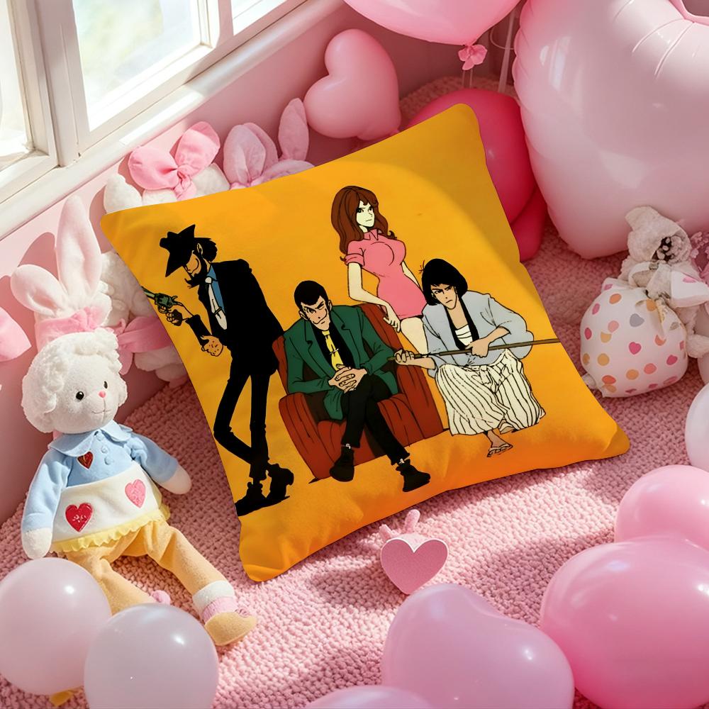 anime Lupin the Third Cushion Cover Pattern Printed Pillowcase for Living Room Sofa Cushion Cover & Bedroom Decor