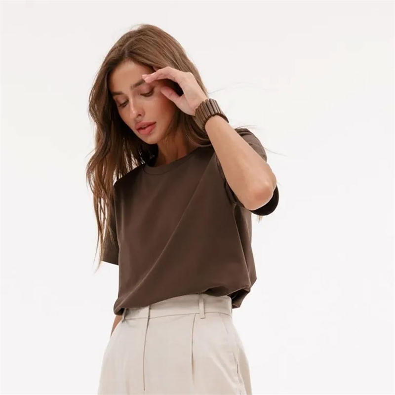 Women's Short-Sleeved Cotton T-shirt Round Neck Top Casual