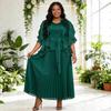 Miyaki Plus Size Lace-up Two-piece Pleated Women's Set
