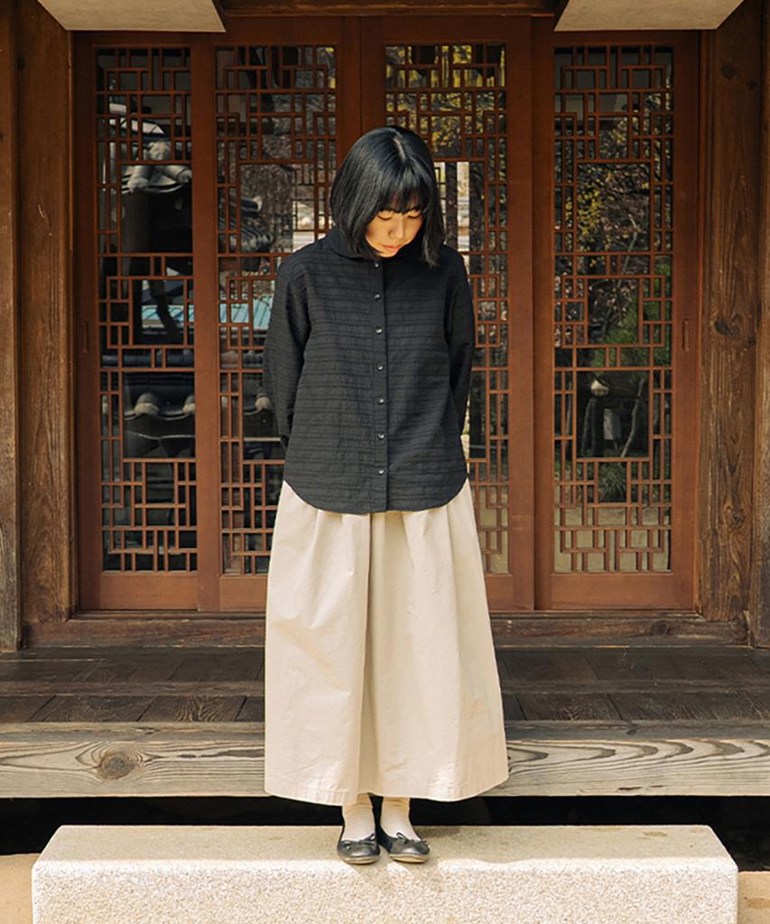 Chikita Light Cotton Shirred Flare Skirt Beige