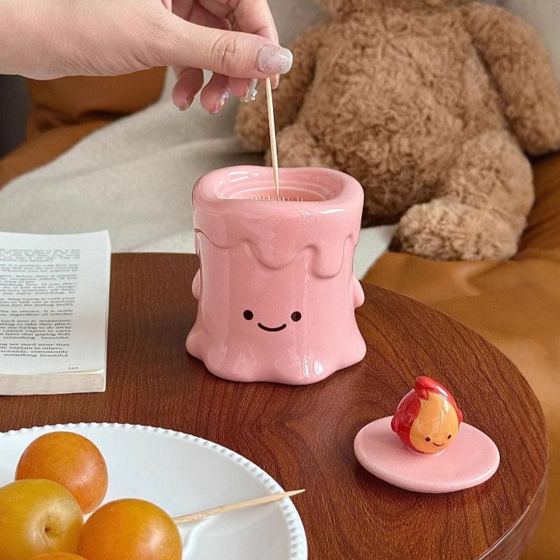 Cartoon Fireman Creative Ceramic Toothpick Holder Cute Living Room Decor Gift