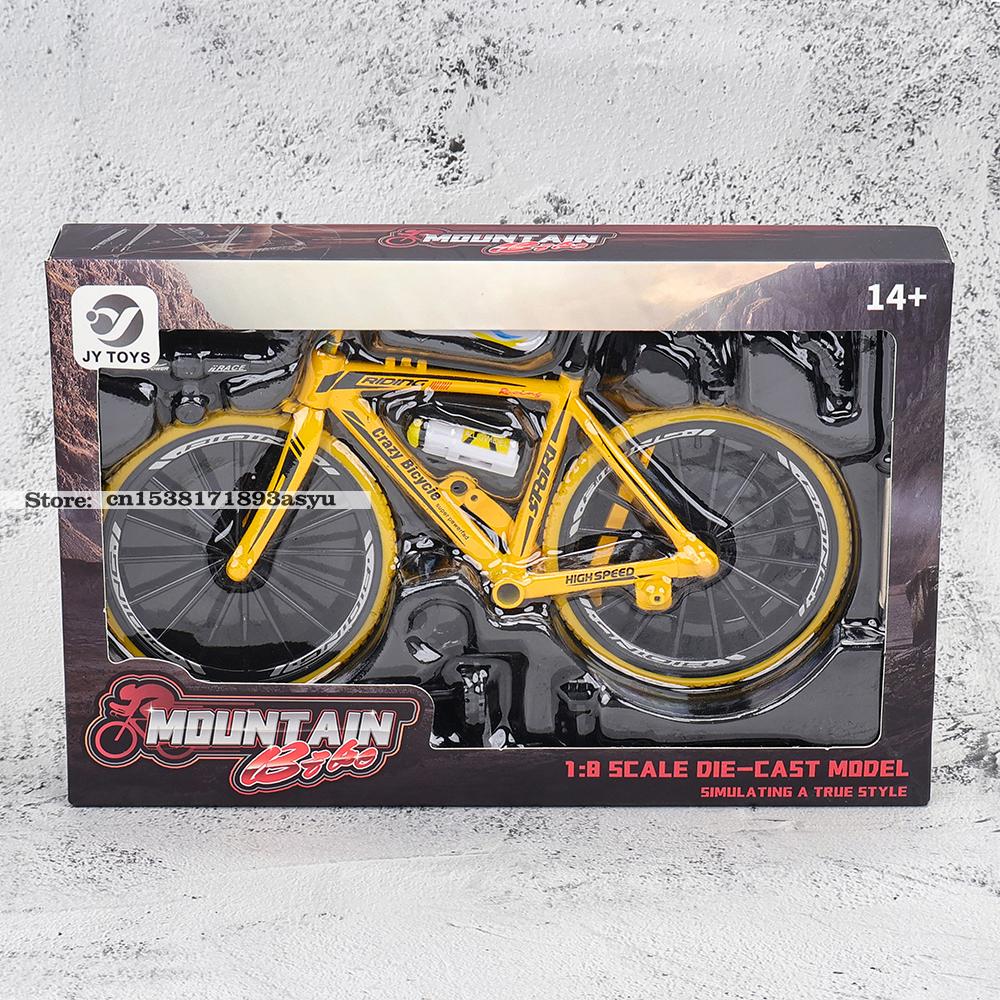 Mini 1:8 New Model Alloy Bicycle Diecast Finger Mountain Simulation Metal Bend Road Bike Collection Gifts Toys for children