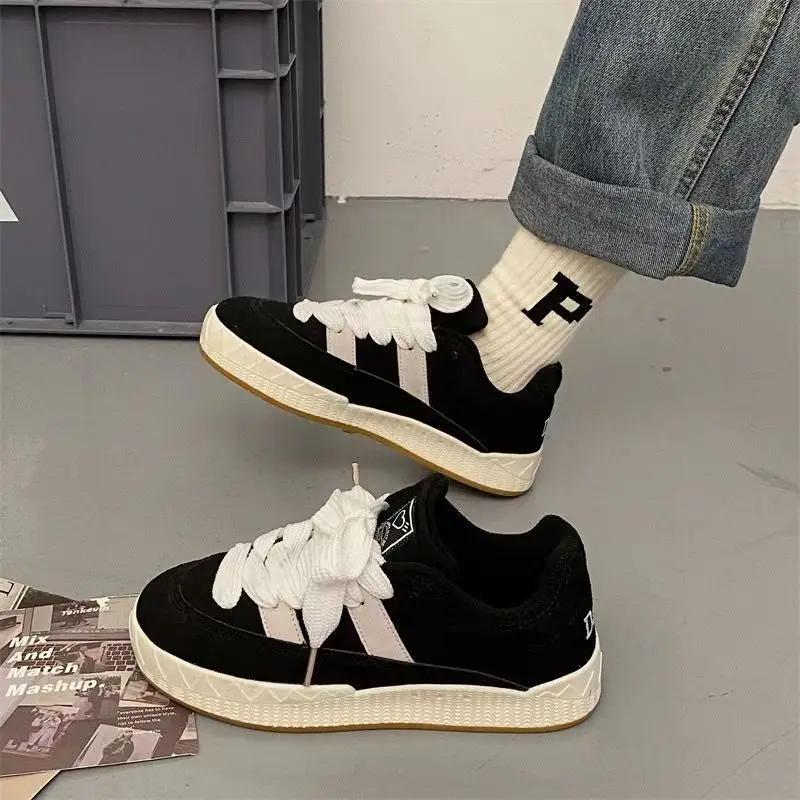 Fashion Black Men Casual Sneakers Designer Man Vulcanized Shoes Sneakers Synthetic Leather Spring Autumn Lace Up Ladies Flats Shoes Man