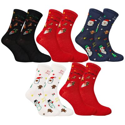 Merry Christmas Men's Christmas Socks Set of 5 Pack 42-46