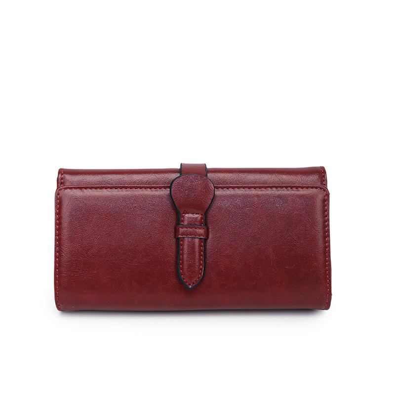 New women's wallet solid color fashion long wallet fashion magnetic buckle change purse