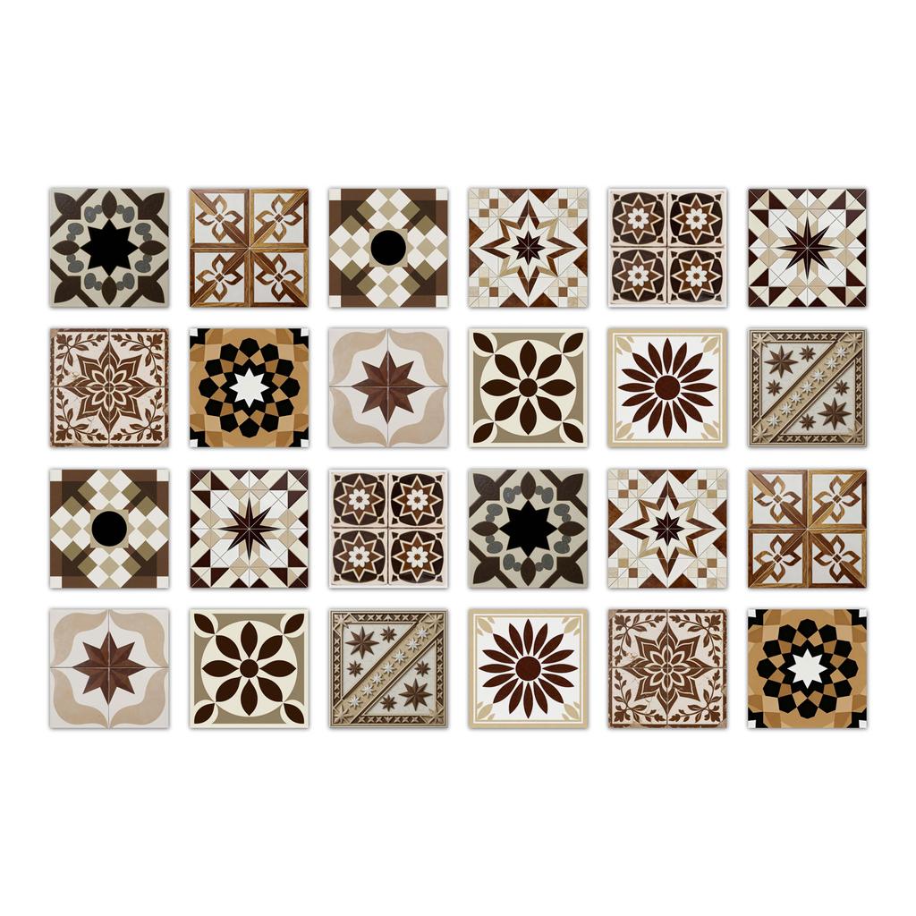 24pcs Mandala Wall Stickers Kitchen Self-Adhesive Waterproof Tile Stickers Bathroom Decor Moroccan Pvc Decal