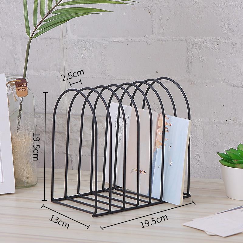 Bookshelf Rack Desktop Metal Book Block Office Newspapers Magazines Storage Scandinavian Decor  Holder Stand Golden Shelf