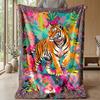 Tiger in Tropical Jungle Theme blanket Lightweight Warm Flannel Blanket Decorative Throw Blanket for Home Decoration