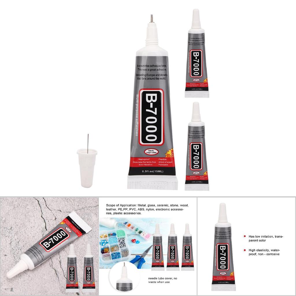 3pcs 15ml B 7000 Glue Transparent Needle Tube Jewelry DIY Repairing Glue