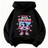 Lustiges Sechs Sieben Italienisches Brainrot 67 Zahlen Grafikdruck Hoodie Junge/Mädchen Langarm Kinder Bequemes Sweatshirt.