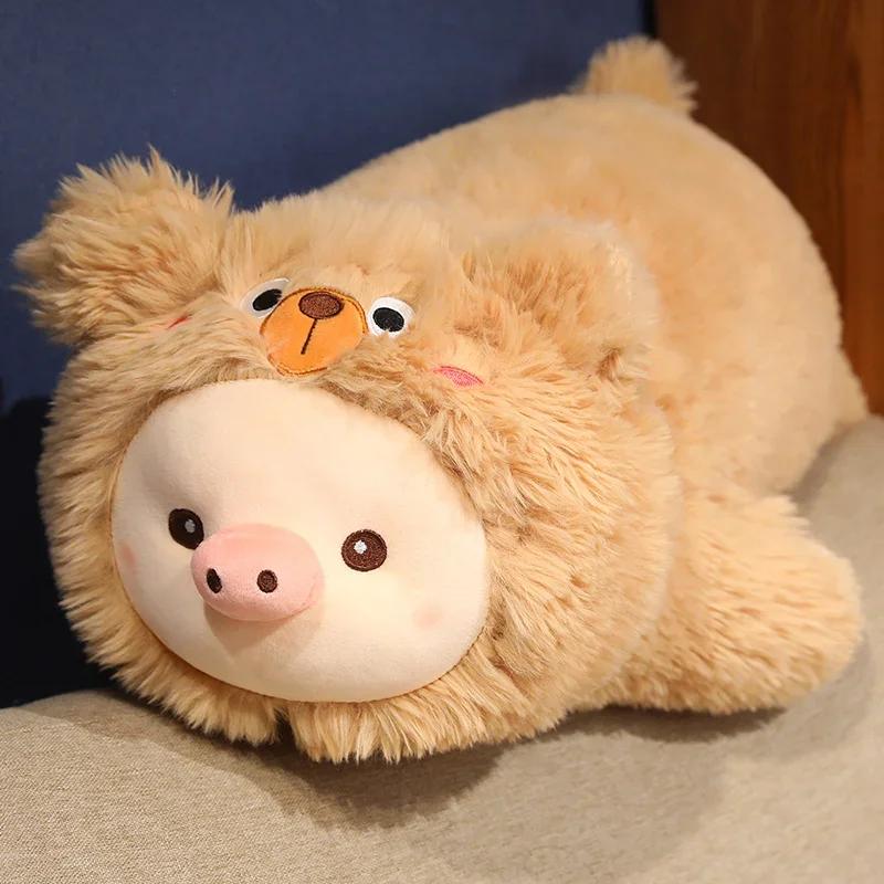 

66/76/90 см новая милая свинья одежда медведя плюшевая подушка милая подушка для сна девочки дети куклы мультфильм флеш кукла игрушки подарок 66cm