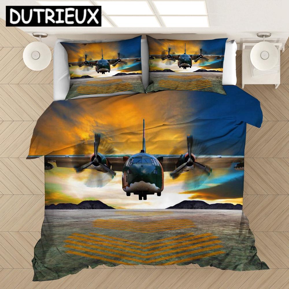 3D - Printed Airplane - Themed Bedding Set With Duvet Covers Pillowcases And Comforter Made Of Bed Linen