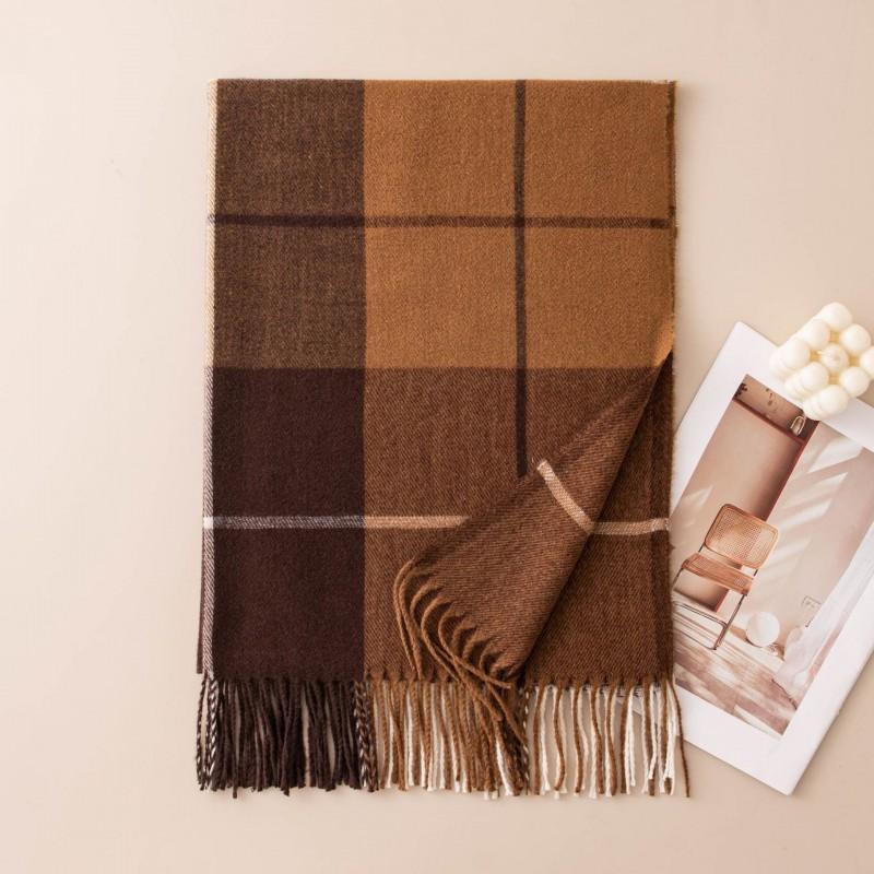 Womens Winter Plaid Scarf With Tassels Long Knitted Wrap Shawl Office Chic Casual Wear