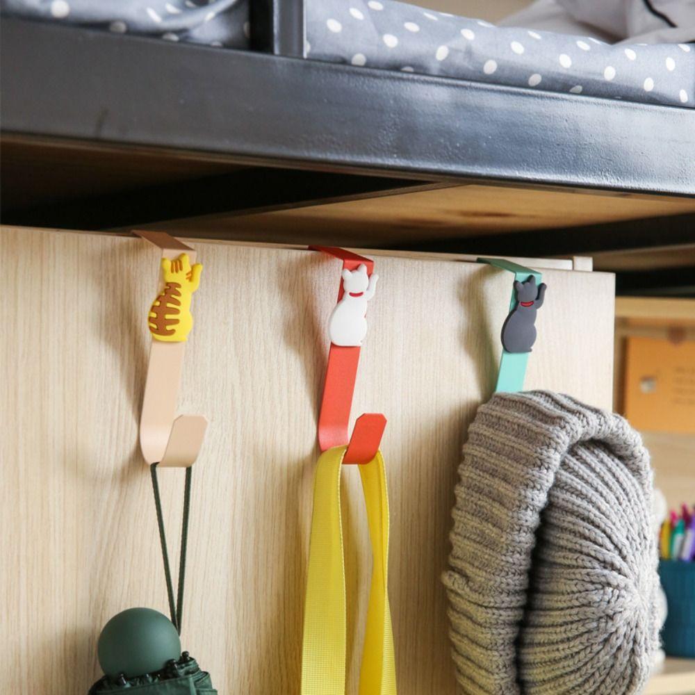 Cat Shape Cat Kitchen Cabinet Door Stainless Steel Cat Storage Hook Drawer Robe Hanger Office
