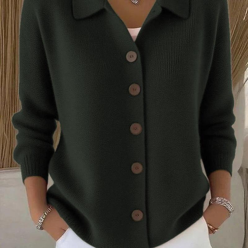 European Style Button Knitted Sweater Cardigan Jacket Fall and Winter Solid Color Casual Fashion Women Clothing