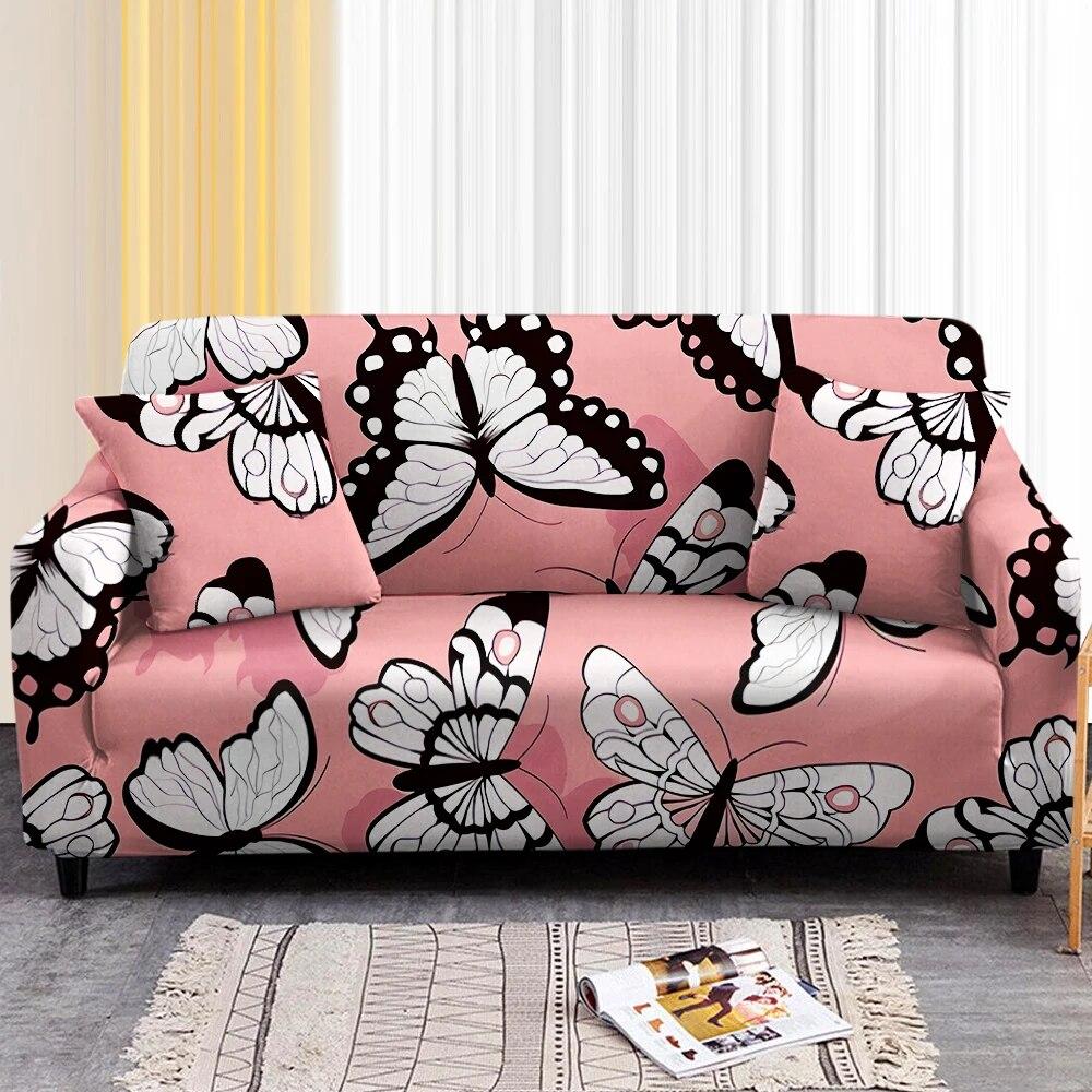 

Чехол на диван для гостиной, эластичные угловые чехлы для дивана с бабочкой и цветком, секционный чехол для дивана, чехол для дивана, чехол для дивана на 1-4 сиденья