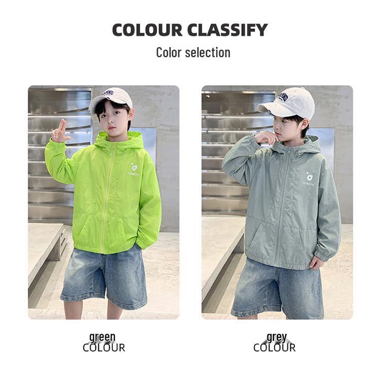 Summer 2026 Kids' Lightweight Sun Protection Jacket - Trendy Korean Style for Boys