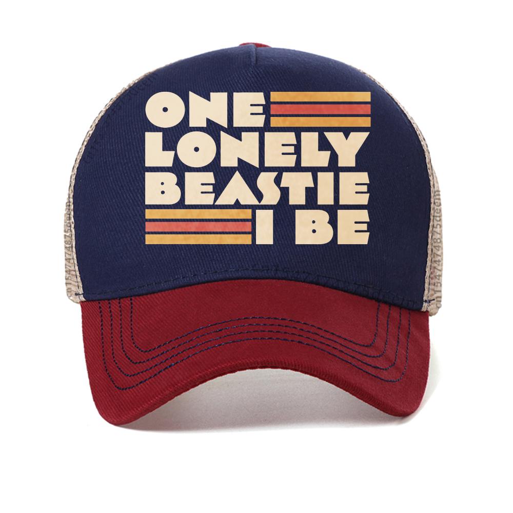 

One Lonely Beastie I Be men baseball cap fashion Summer mesh breathable caps outdoor adjustable sun Snapback hat trucker hats Adjustable красный