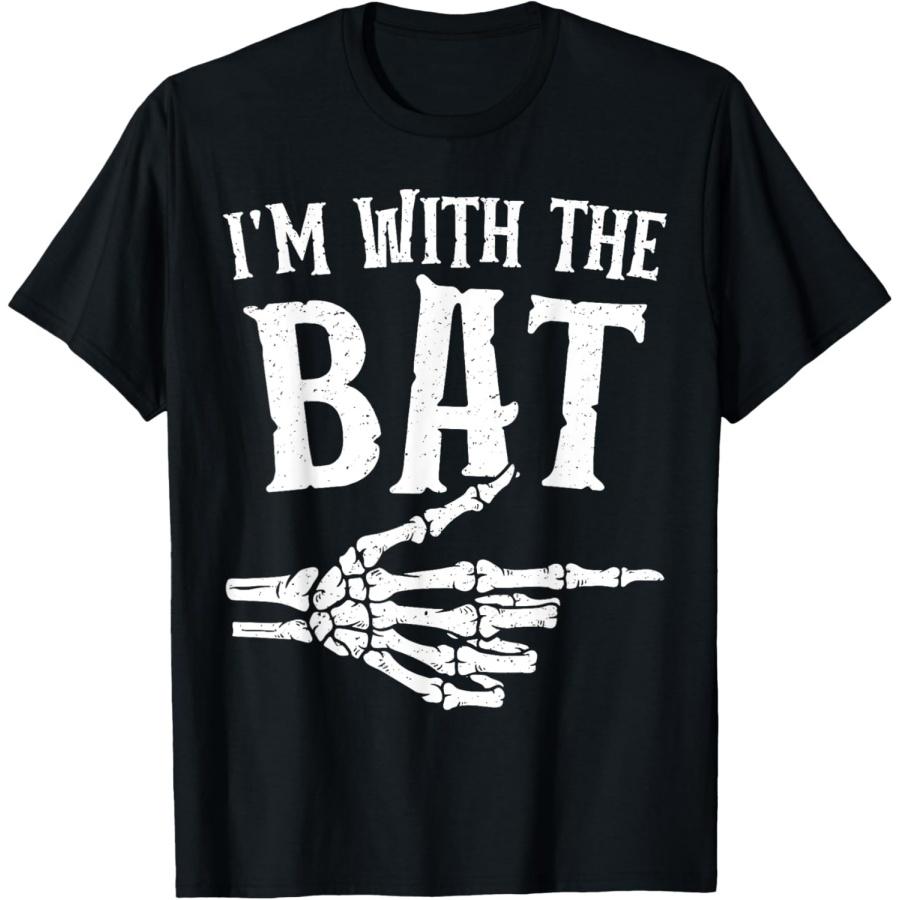 

Mens Boys I m with The Bat Skeleton Halloween Costume T-Shirt XXXXXL чорний
