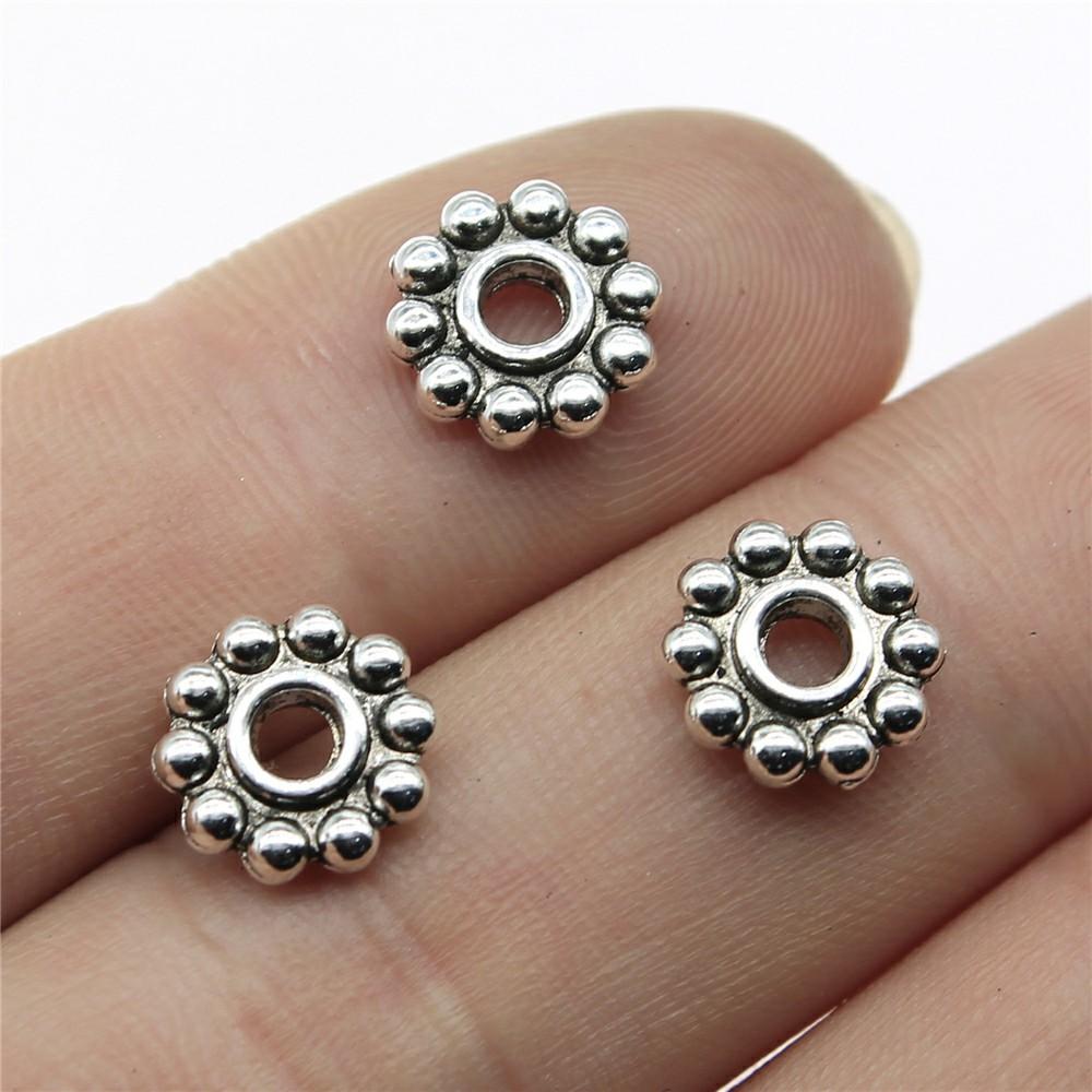 40pcs Antique Silver Color Small Spacer Beads Charm Pendants Jewelry Accessories DIY Small Spacer Beads Charms