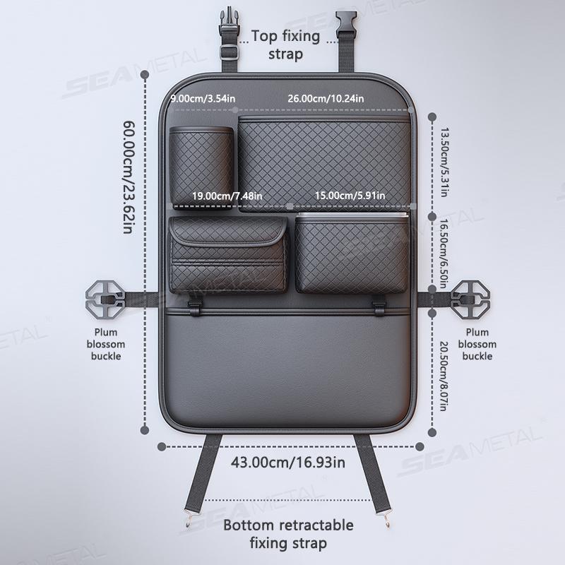 SEAMETAL Multi-functional Car Seat Back Organizer High-Capacity Multi-Pocket Backseat Storage Bag Wear-Resistant Anti Kick Mat