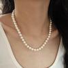 National Style Retro 8Mm Natural Freshwater Pearl Necklace Women'S Collarbone Chain Neck Chain For Mother Gift Commute