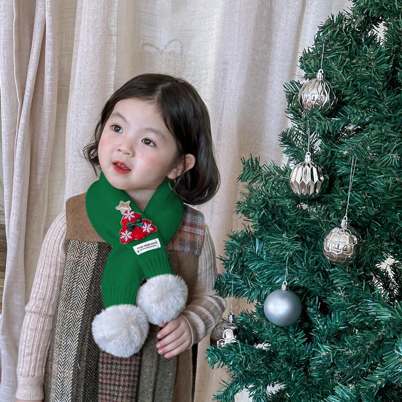 Feiertagsrot Kinder Pompon Strickschal - Warm & Stilvoll für Jungen und Mädchen