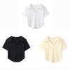 Summer Solid Color T Shirt Harajuku Casual Chic Short Sleeve Crop Top Women Clothing Elastic Ladies Top